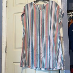 Shein CURVE New Women's Pastel Striped Sleeveless V-Neck Summer Dress Size 2XL